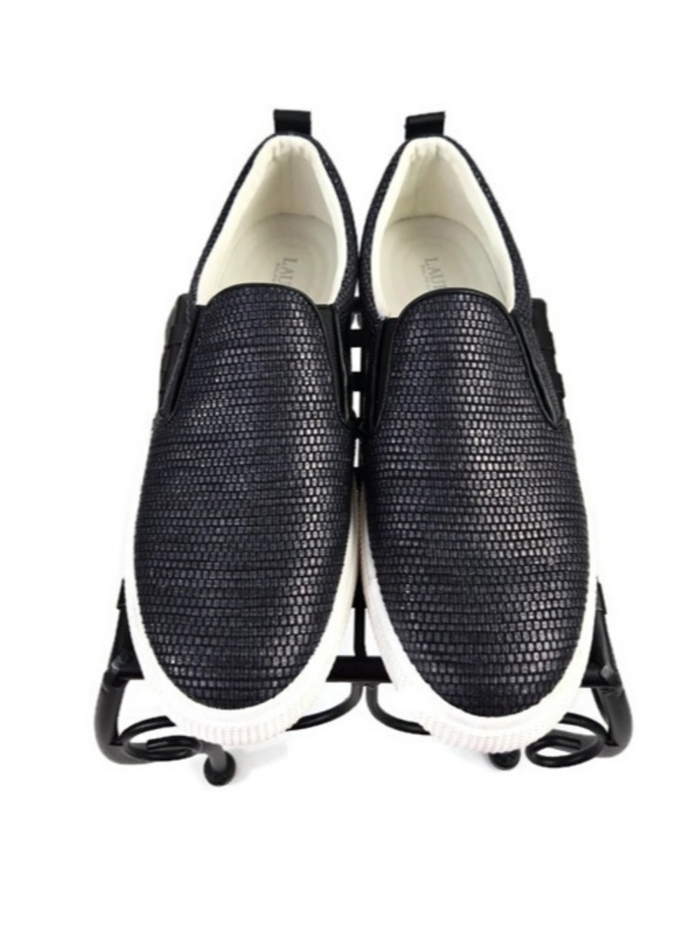 Lauren Ralph Lauren Haddley Black Textured Slip-On Sneaker Womens 8.5 Urban Luxe